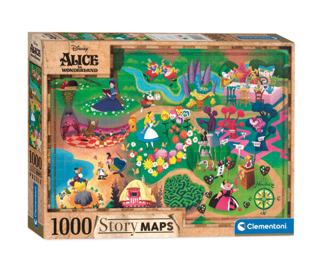 Puzzle 1000 - Alica v krajine zázrakov mapa príbehu