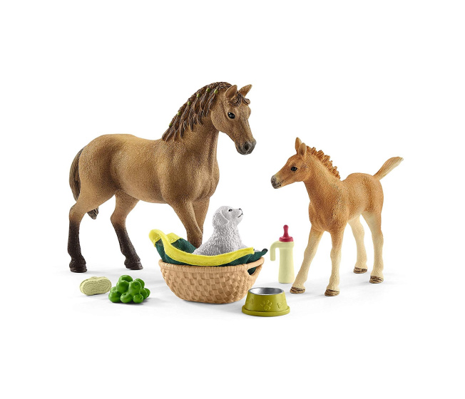 Schleich - Súprava žriebä a Quarter horse kôň so šteniatkom 42432