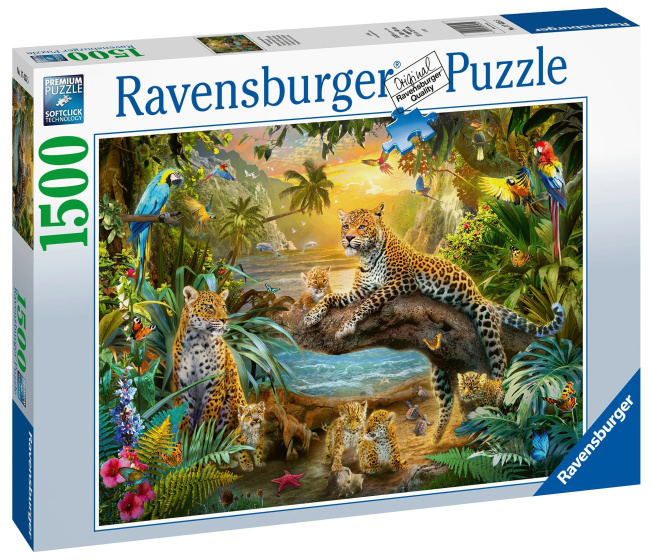 Puzzle 1500 – Leopardia rodina v džungli